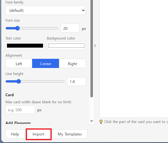 The Import button at the bottom of ankieditor's left panel